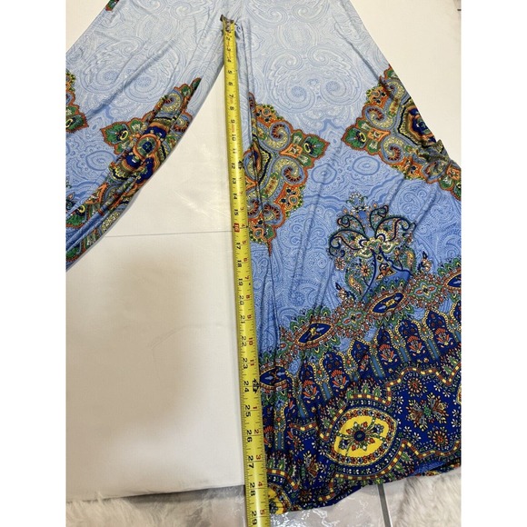 True Light Flare Leg Pants Flowy Palazzo Blue Printed Vivid - Picture 5 of 7